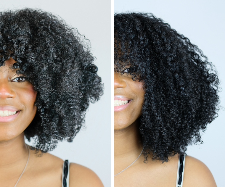 Photo of hair before and after the Moisture Detox