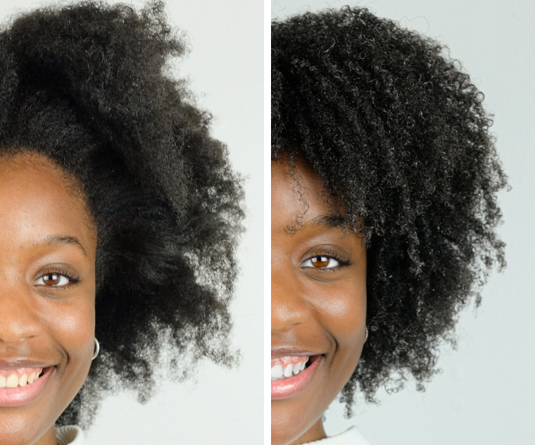 Photo of hair before and after the Moisture Detox