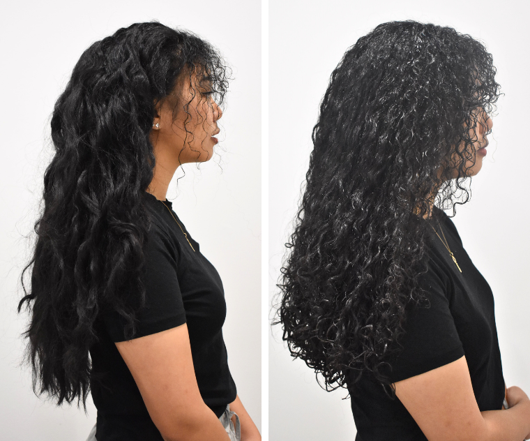 Photo of hair before and after the Moisture Detox