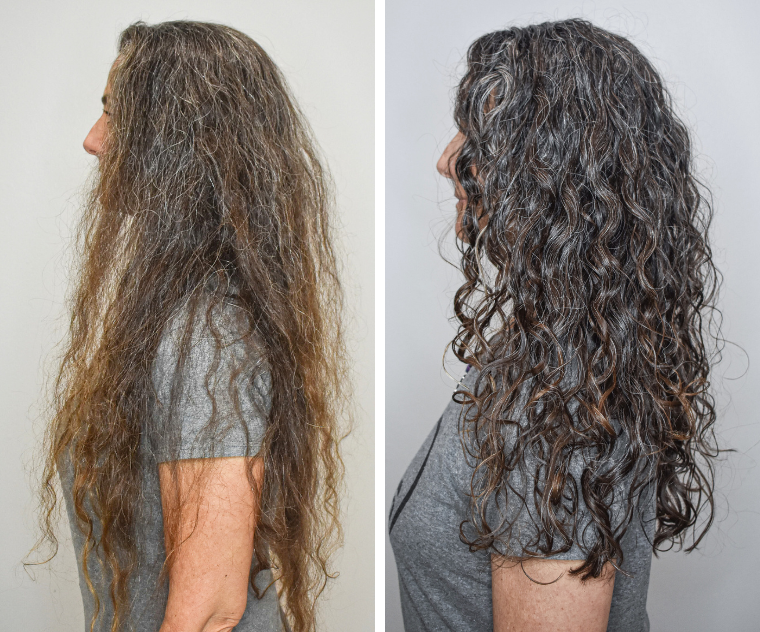 Photo of hair before and after the Moisture Detox